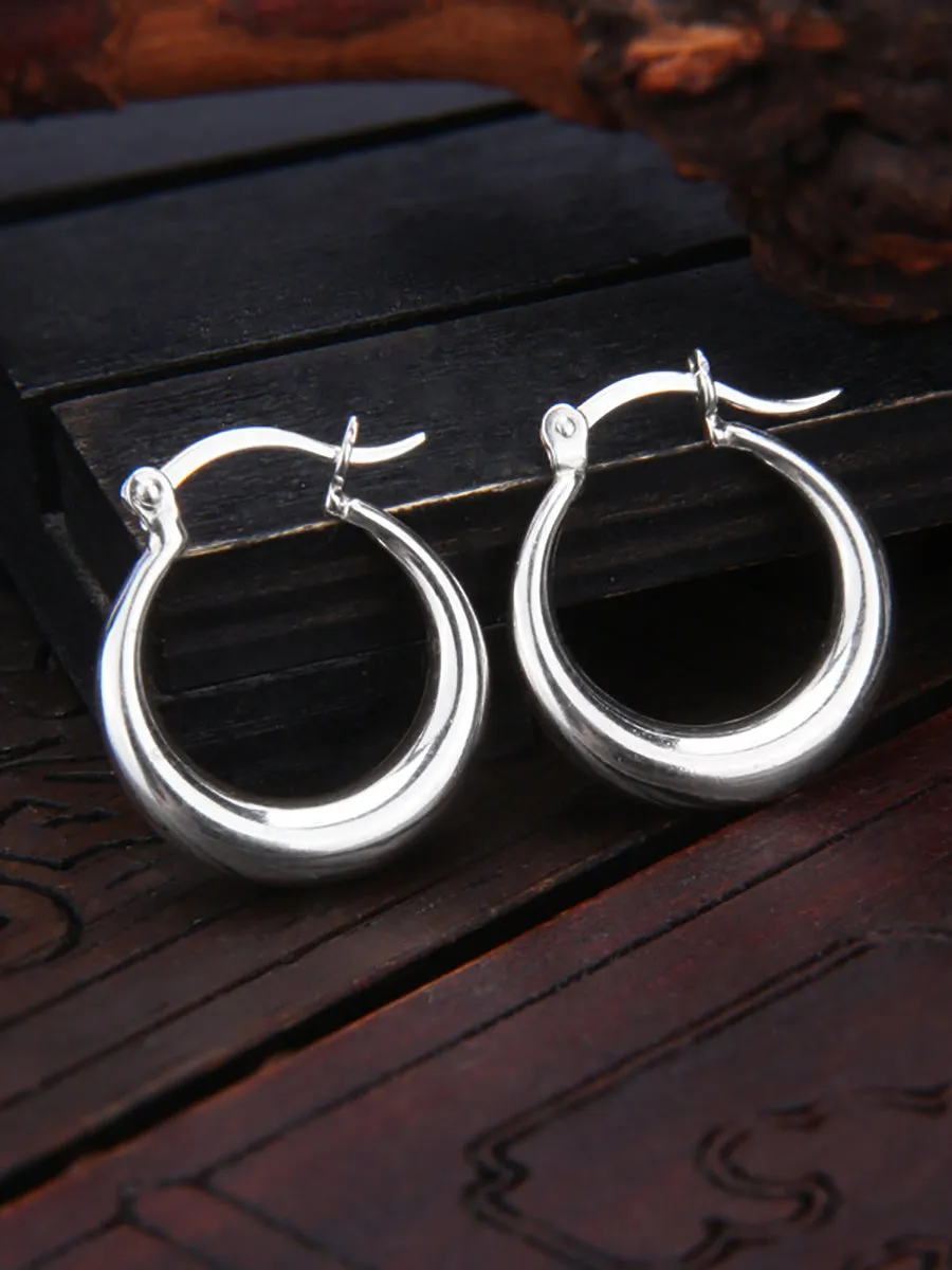 Women Casual Silver Round Circle Earrings