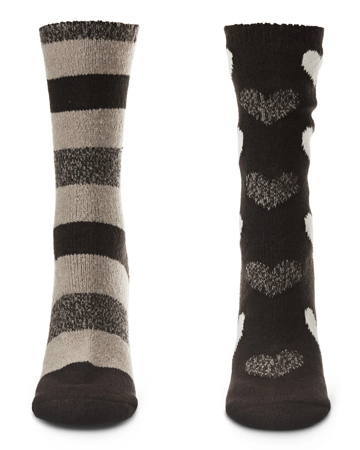 Women's 2 Pair Pack Hearts and Stripes Buttersoft Crew Socks
