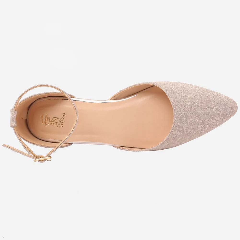 Womens "HARLEY" Ballet Flats Ankle Strap Dress Shoes Sandals