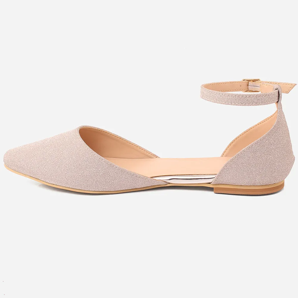 Womens "HARLEY" Ballet Flats Ankle Strap Dress Shoes Sandals