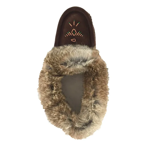 Women's Rabbit Fur Thunderbird Beaded Moccasins