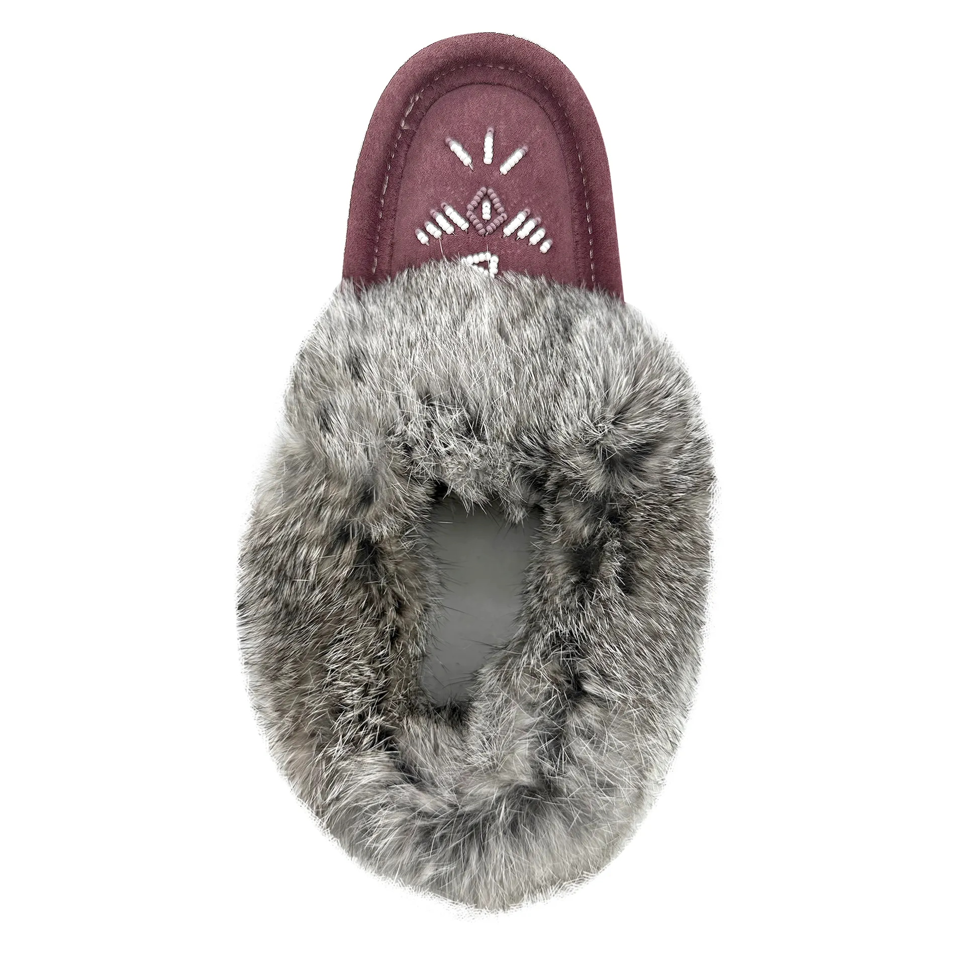 Women's Rabbit Fur Thunderbird Beaded Moccasins