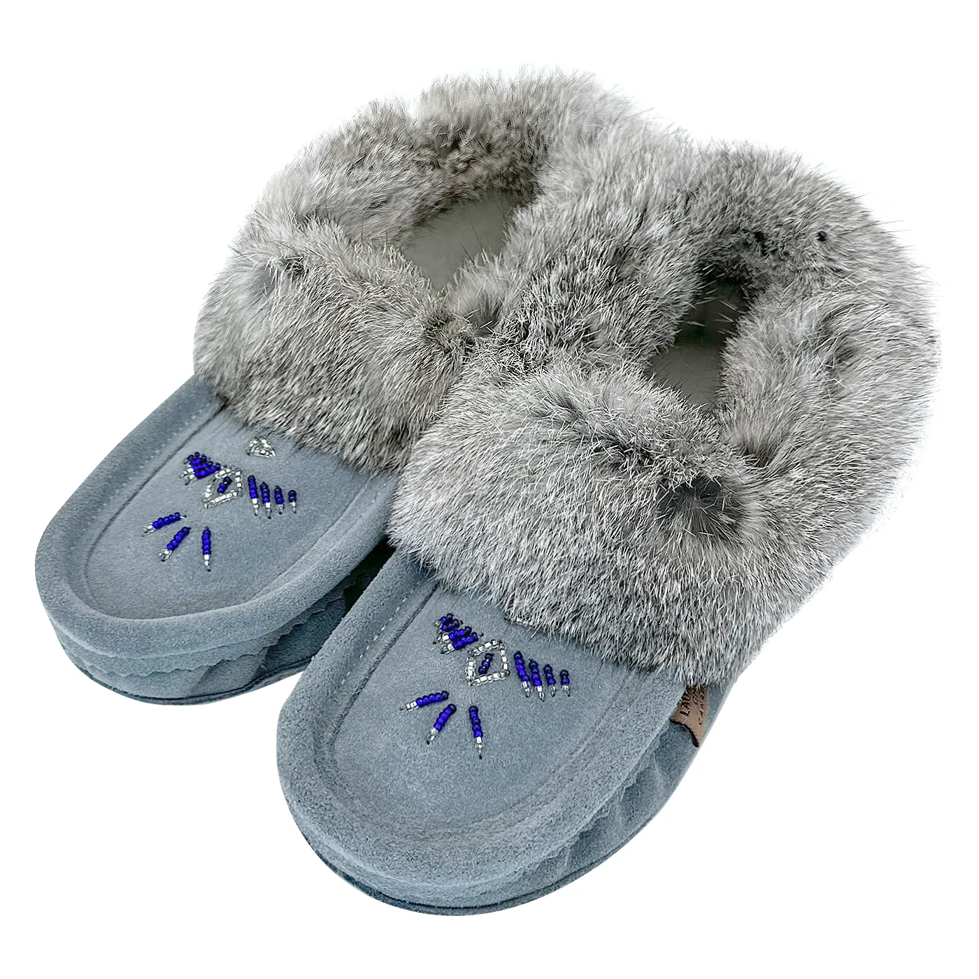 Women's Rabbit Fur Thunderbird Beaded Moccasins