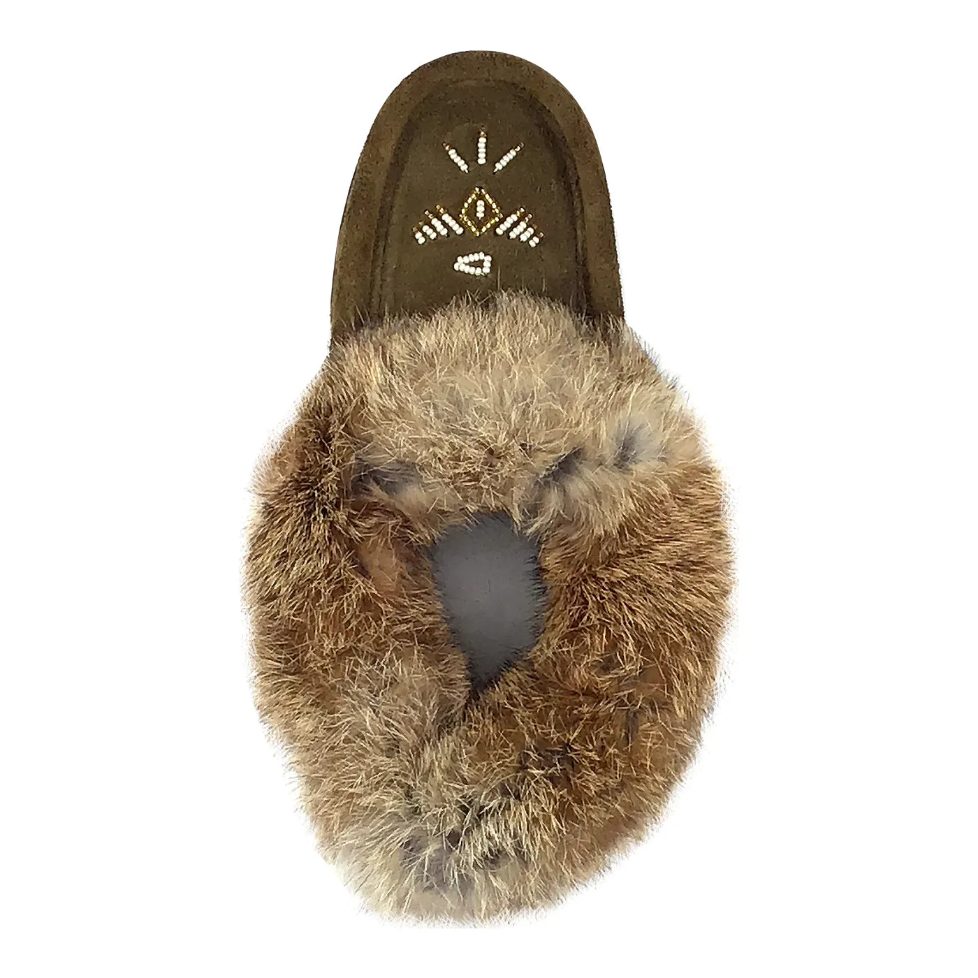 Women's Rabbit Fur Thunderbird Beaded Moccasins